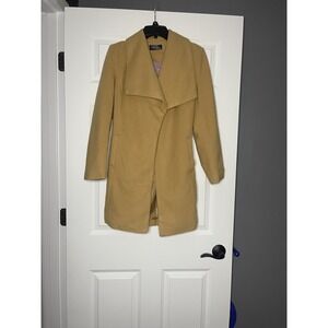 Maverick the collection Faux Wool Open Front Belted Peacoat  camel NWT